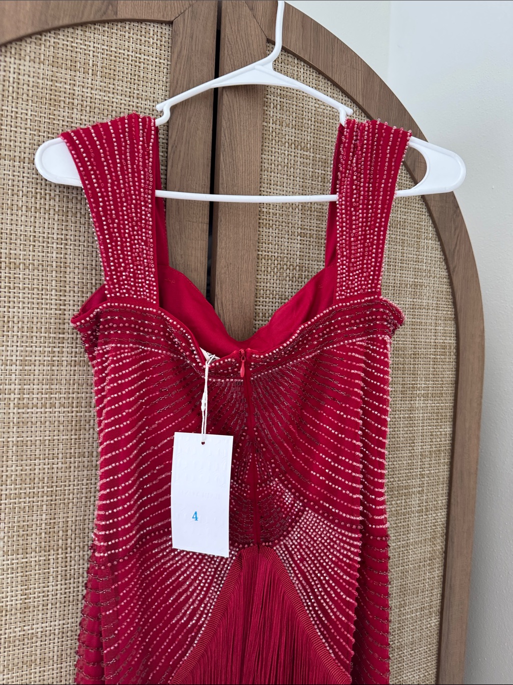 Red Fringe Maxi Dress With Vintage-Inspired Silhouette — image 7 of 8